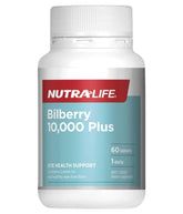 Nutra Life Bilberry 10,000 + Lutein 60 Tablets